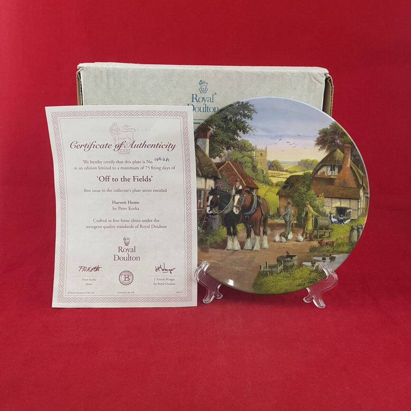 Royal Doulton Decorative Plate - Off to the Fields Box & CoA - 7124 RD