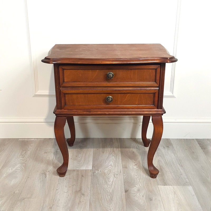 Two Drawer Side Table On Raised Legs - F196