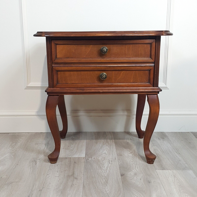 Two Drawer Side Table On Raised Legs - F196