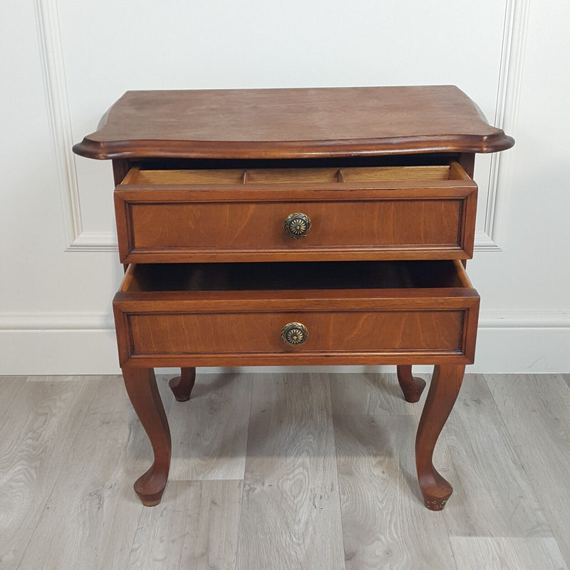 Two Drawer Side Table On Raised Legs - F196