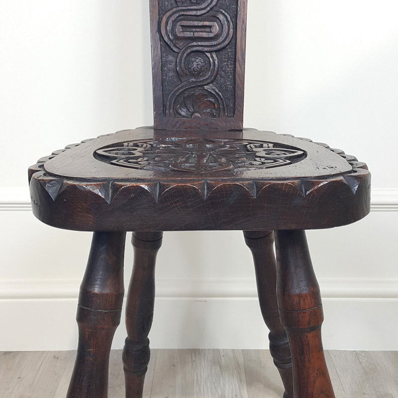 Carved Oak Spinning Chair - F188