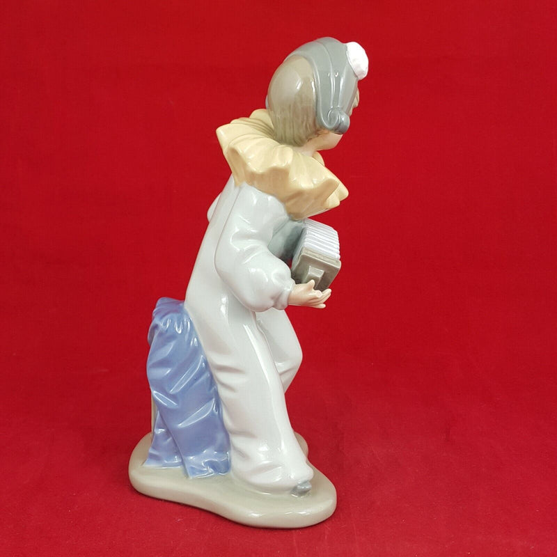 Lladro Nao 1102 Harlequin's Concerto Playing Accordion (Damaged) - 6279 L/N