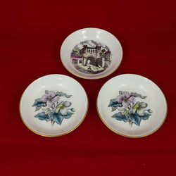 Royal Worcester Floral Pin Dish Trinket Plate Dogwood Flower & another- 3 Plates