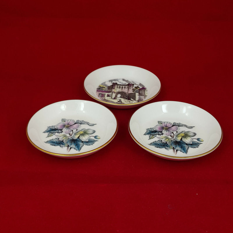 Royal Worcester Floral Pin Dish Trinket Plate Dogwood Flower & another- 3 Plates