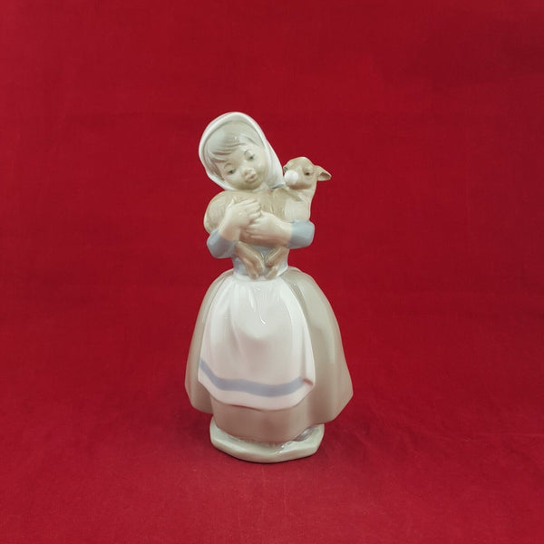 Nao By Lladro Figurine Girl Holding Lamb in Arms - 6747 L/N