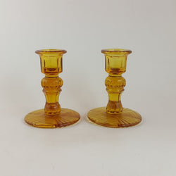 Pair of Vintage Glass Candle Holder - 7465 O/A