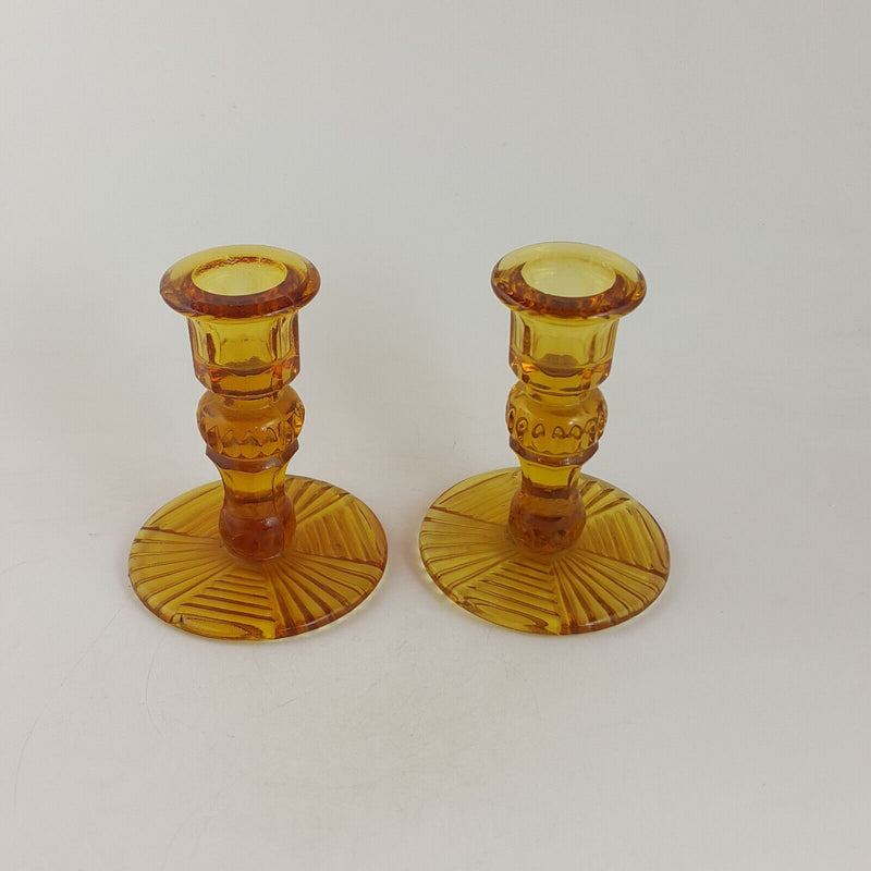 Pair of Vintage Glass Candle Holder - 7465 O/A