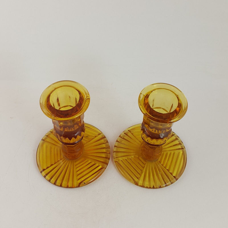 Pair of Vintage Glass Candle Holder - 7465 O/A