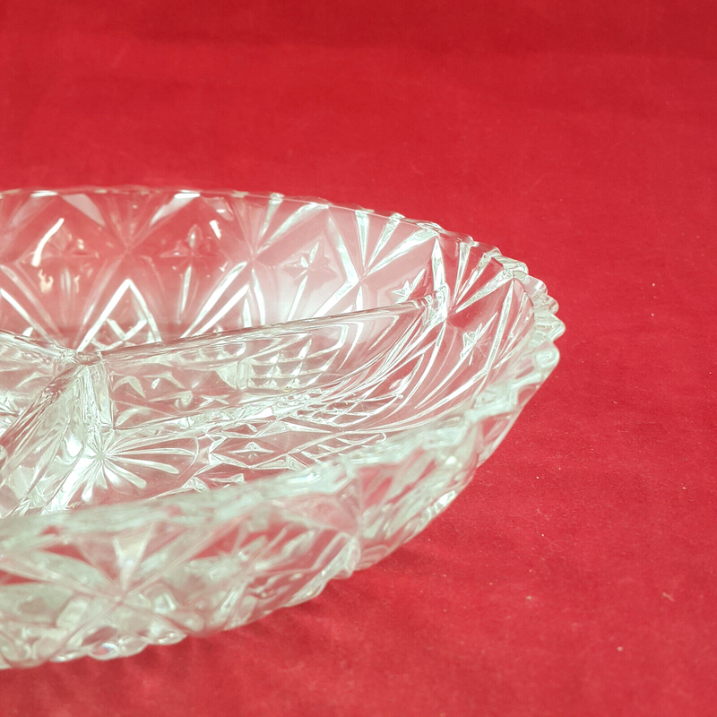 Vintage Jewelite Glass Three Section Relish Dish - OV 2216