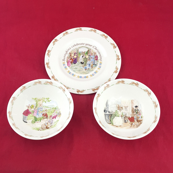 Royal Doulton Bunnykins - Set Of 2 Bowls & 1 Plate - RD 2243