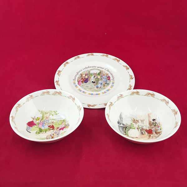 Royal Doulton Bunnykins - Set Of 2 Bowls & 1 Plate - RD 2243