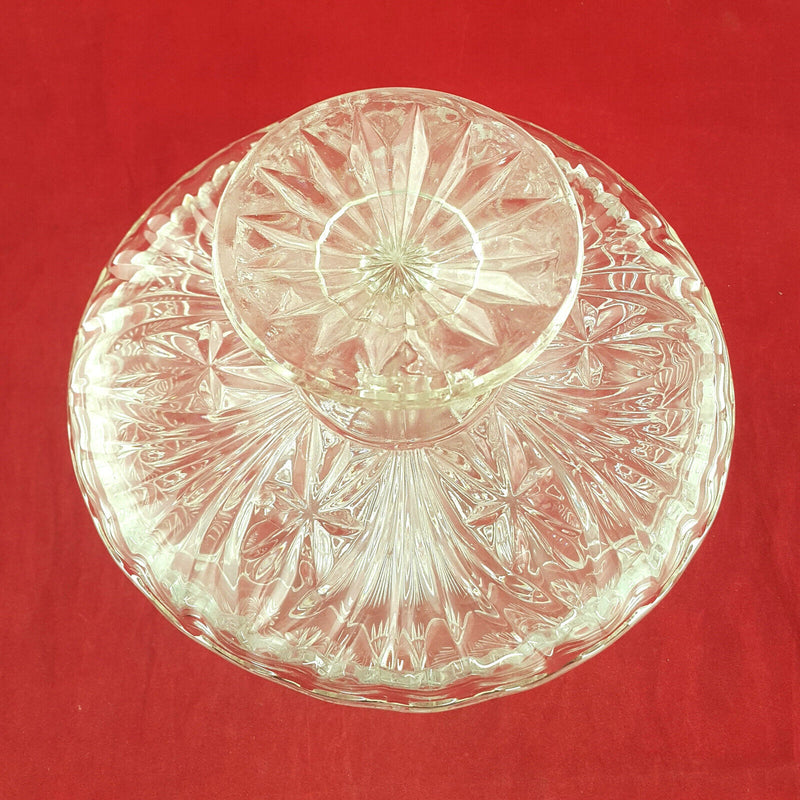 Vintage Crystal Swirled Star Lidded Footed Candy Dish - OV 2213