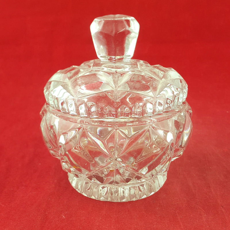 Pair Of Vintage Glass Candy Jar / Trinket With Lid - OV 2219