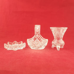 Trio Of Vintage Glass Small Basket / Vase / Dish - OV 2220