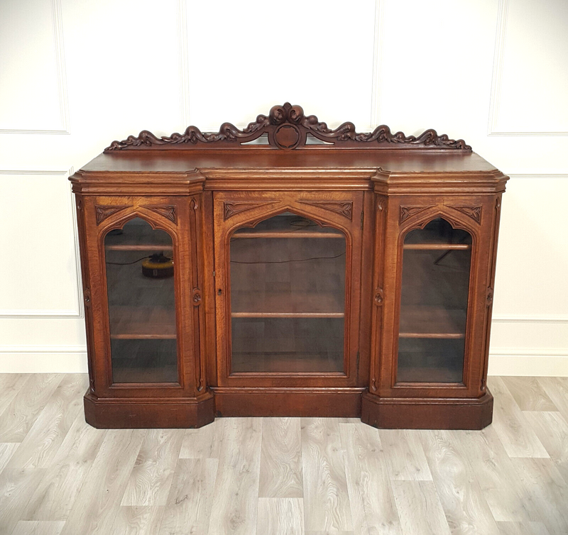 Antique Victorian Gothic Bookcase / Cupboard / Sideboard - F239