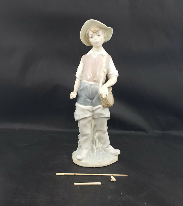 Lladro Figurine Gone Fishing 4809 Boxed - Broken Fishing Rod