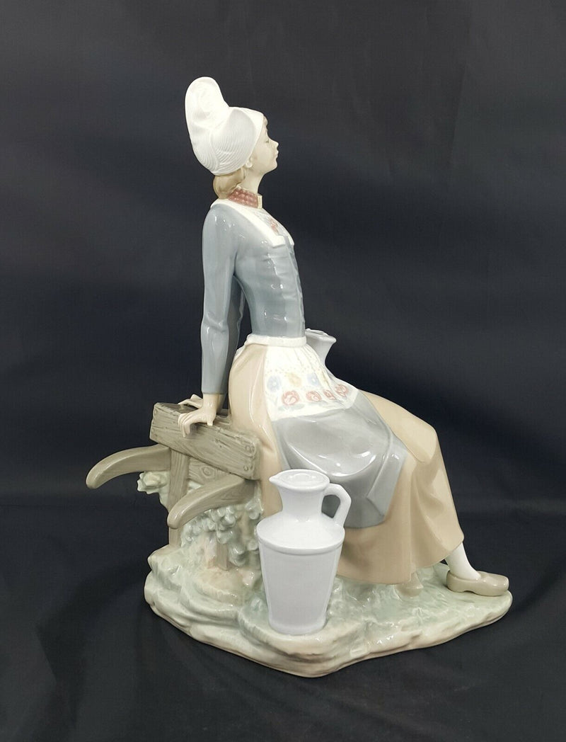 Lladro Figurine 4979 Milkmaid with Wheelbarrow - Dutch Woman