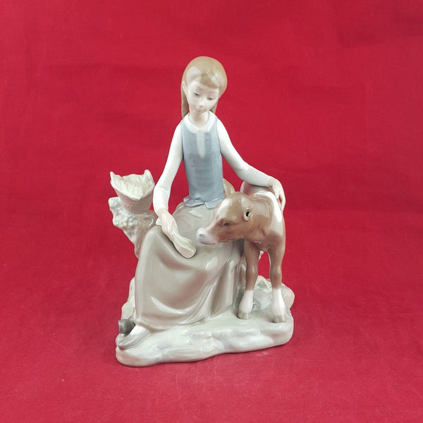 Lladro Figurine 4813 - Girl with Calf (Damaged) - 12 TF