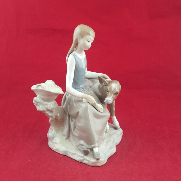 Lladro Figurine 4813 - Girl with Calf (Damaged) - 12 TF