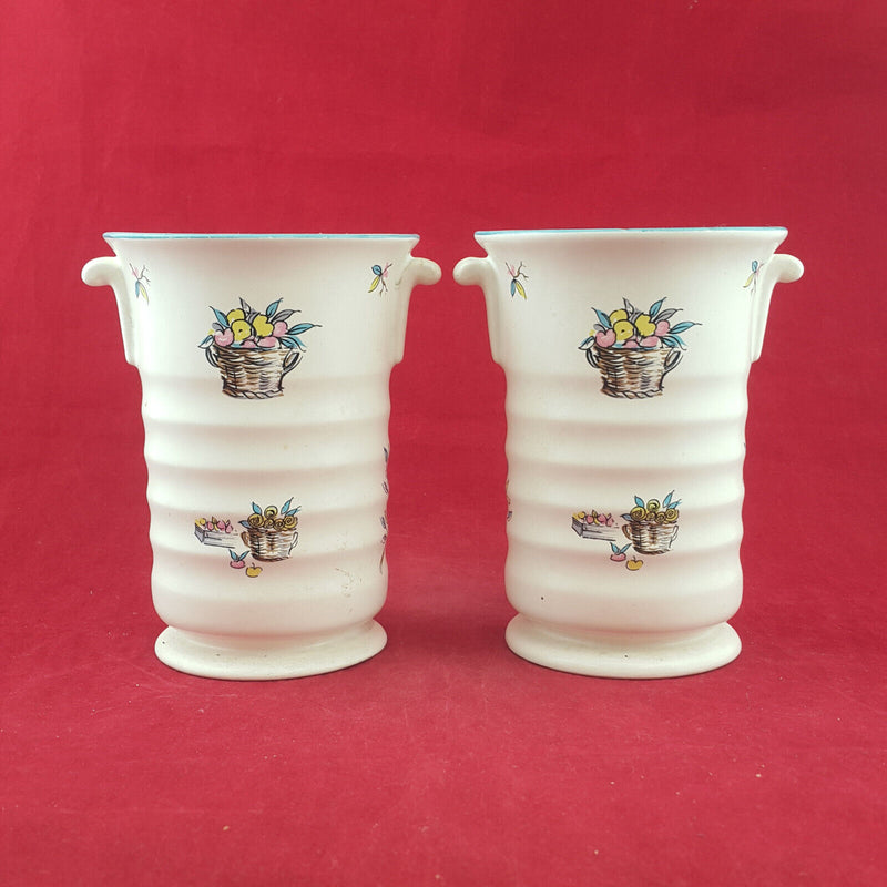 Pair Of Crown Ducal Petit Pierre Vase - OP 2222