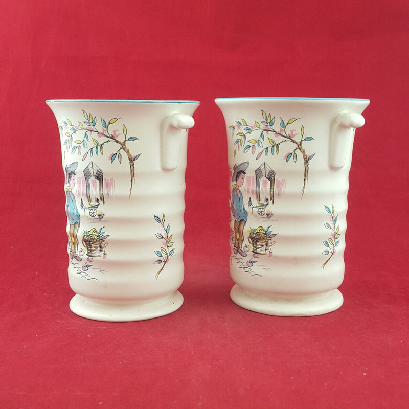 Pair Of Crown Ducal Petit Pierre Vase - OP 2222