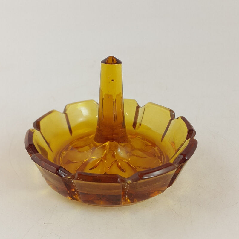 Vintage Amber Glass Ring Tree - 7474 O/A