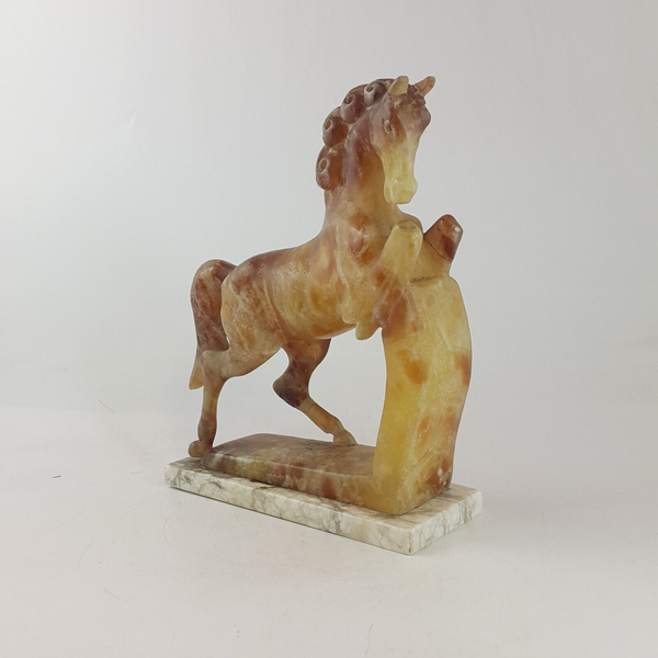 Vintage Marble Hand Carved Ornate Horse - TF 122