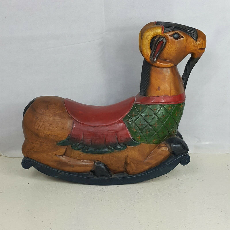 Antique Hand Carved Hand Painted Rocking Billy Goat  - F29