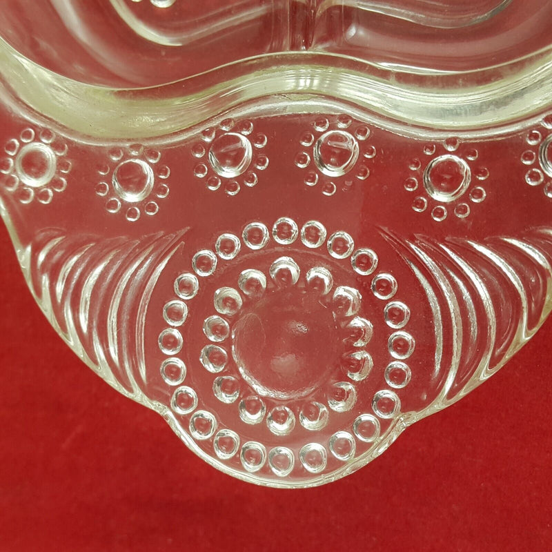 Vintage Crystal Oval Serving Dish Clear Glass Embossed Design Pin Dish - 7476 O/