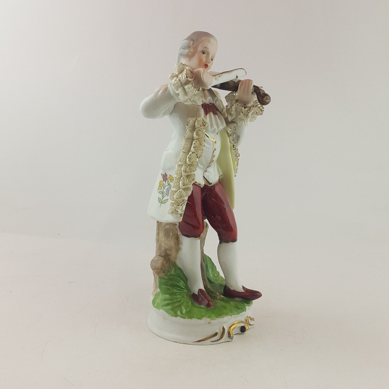 Unmarked Porcelain Figurine - Man Playing Violin - TF 114