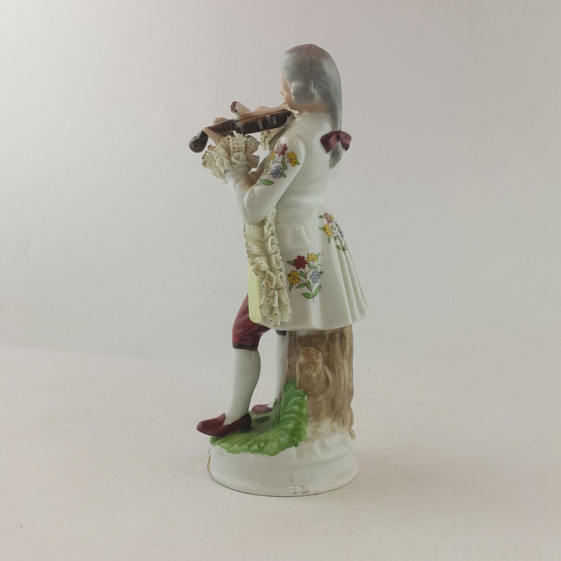 Unmarked Porcelain Figurine - Man Playing Violin - TF 114