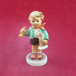 Vintage Goebel Hummel Figurine - Little Boy with a Horn and Toy Horse - 7615 OA