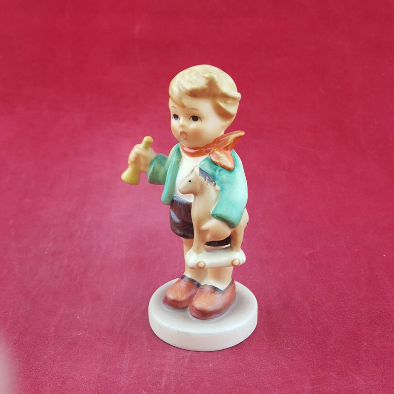 Vintage Goebel Hummel Figurine - Little Boy with a Horn and Toy Horse - 7615 OA