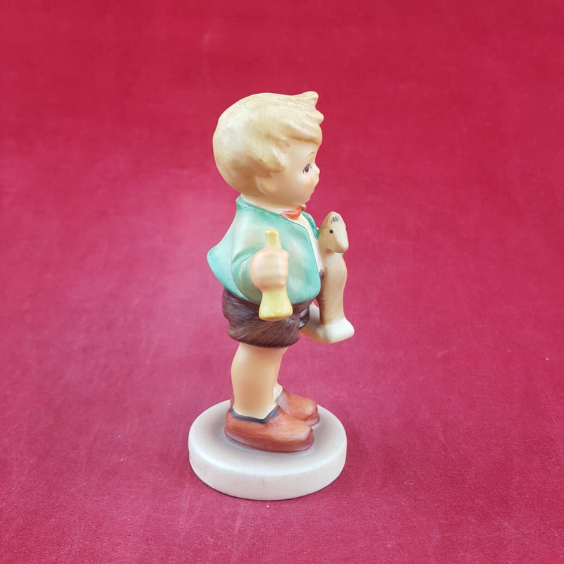 Vintage Goebel Hummel Figurine - Little Boy with a Horn and Toy Horse - 7615 OA