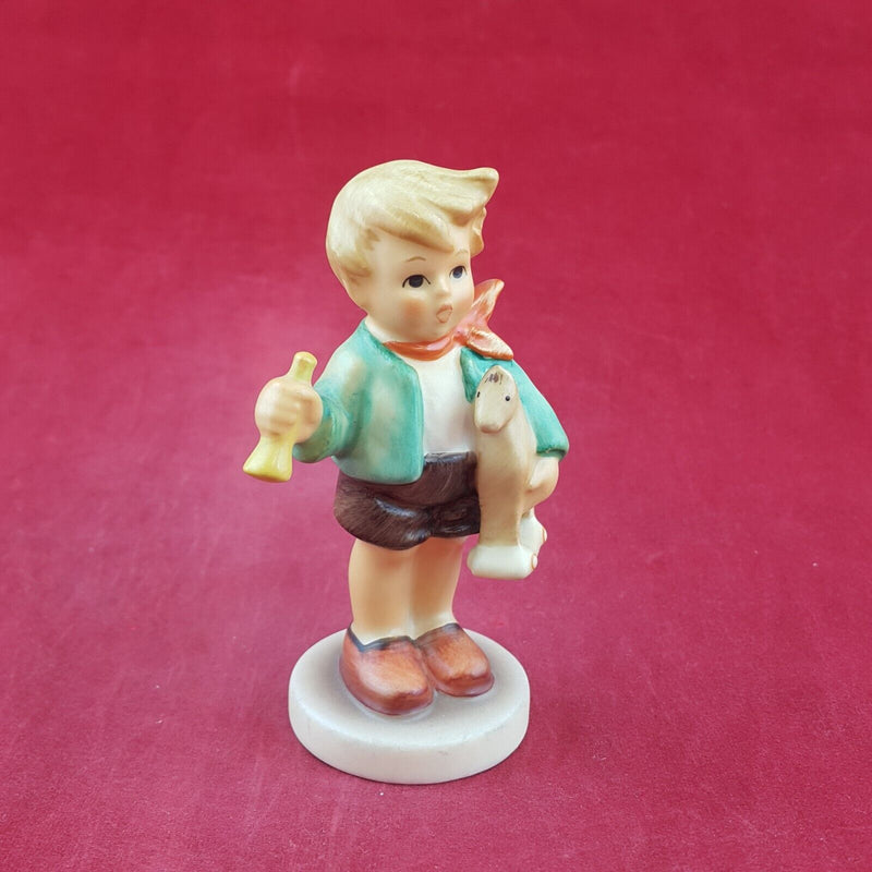 Vintage Goebel Hummel Figurine - Little Boy with a Horn and Toy Horse - 7615 OA