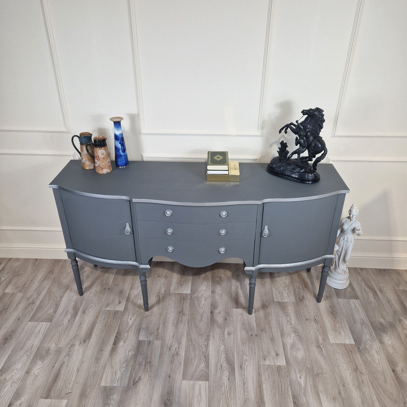 Vintage Serpentine Sideboard (Matte Grey) - F227