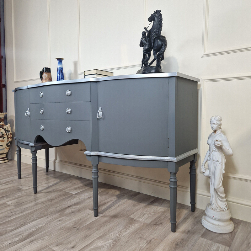 Vintage Serpentine Sideboard (Matte Grey) - F227