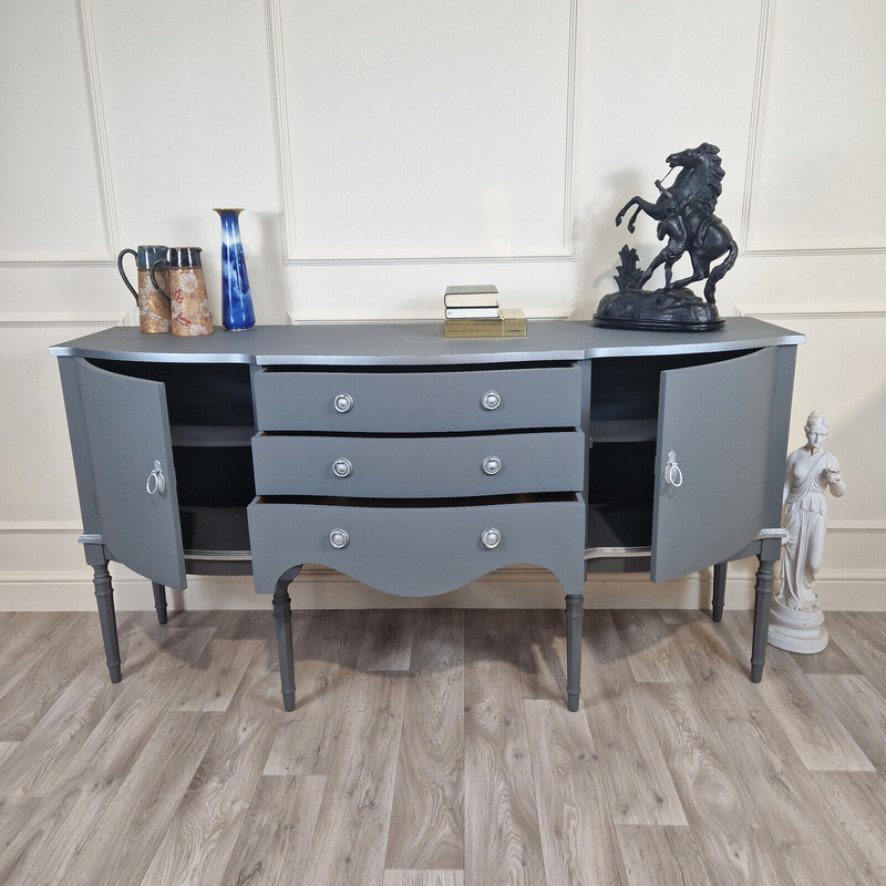 Vintage Serpentine Sideboard (Matte Grey) - F227