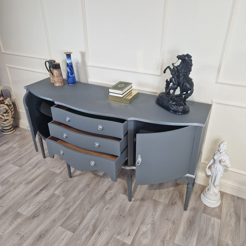 Vintage Serpentine Sideboard (Matte Grey) - F227