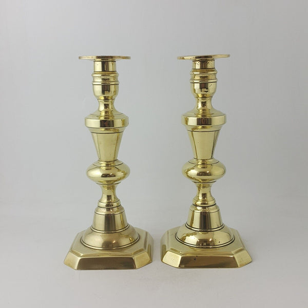 Vintage Pair of Antiques Victorian Brass Candlesticks - 36TF
