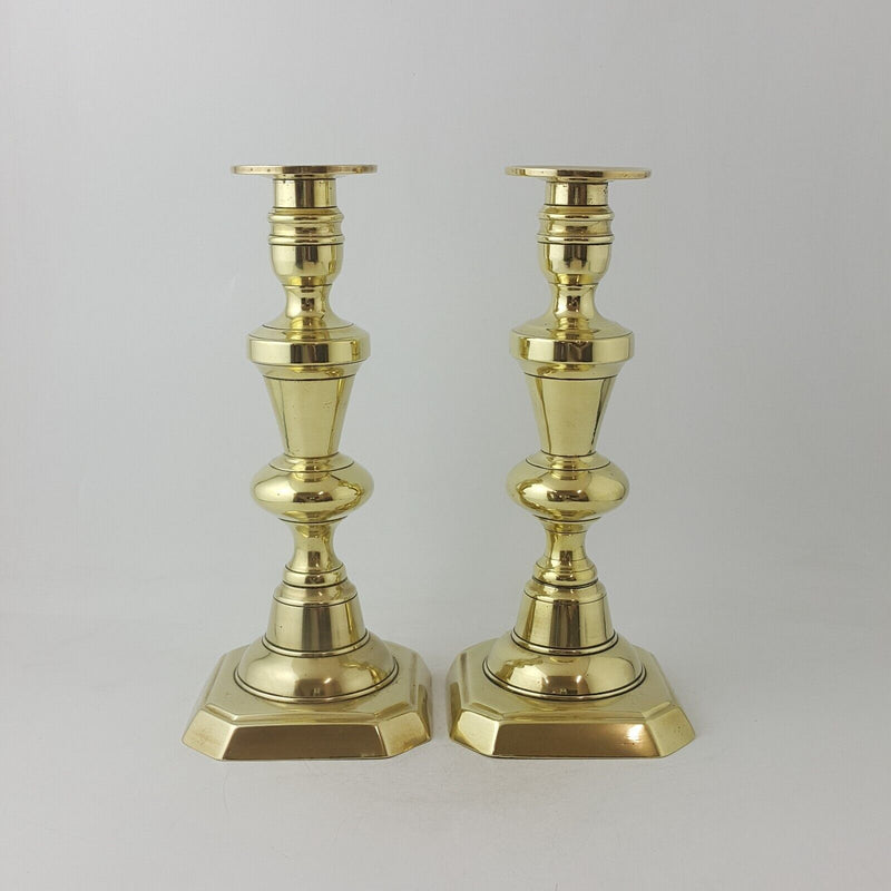 Vintage Pair of Antiques Victorian Brass Candlesticks - 36TF