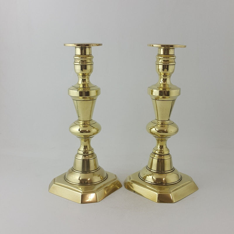 Vintage Pair of Antiques Victorian Brass Candlesticks - 36TF