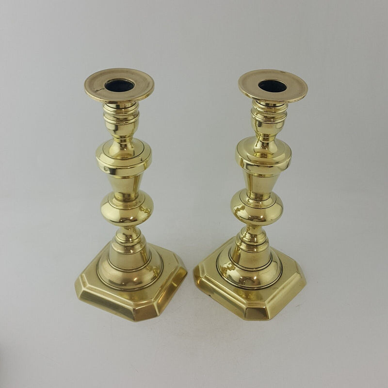 Vintage Pair of Antiques Victorian Brass Candlesticks - 36TF