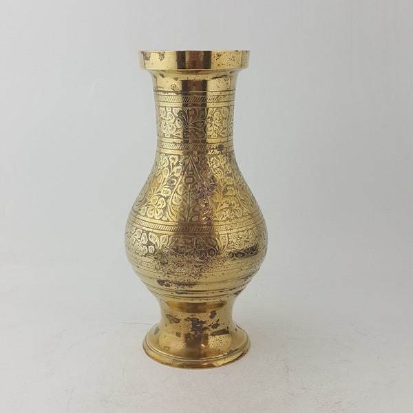 Antique Brass Floral Vase Made In India - 45TF