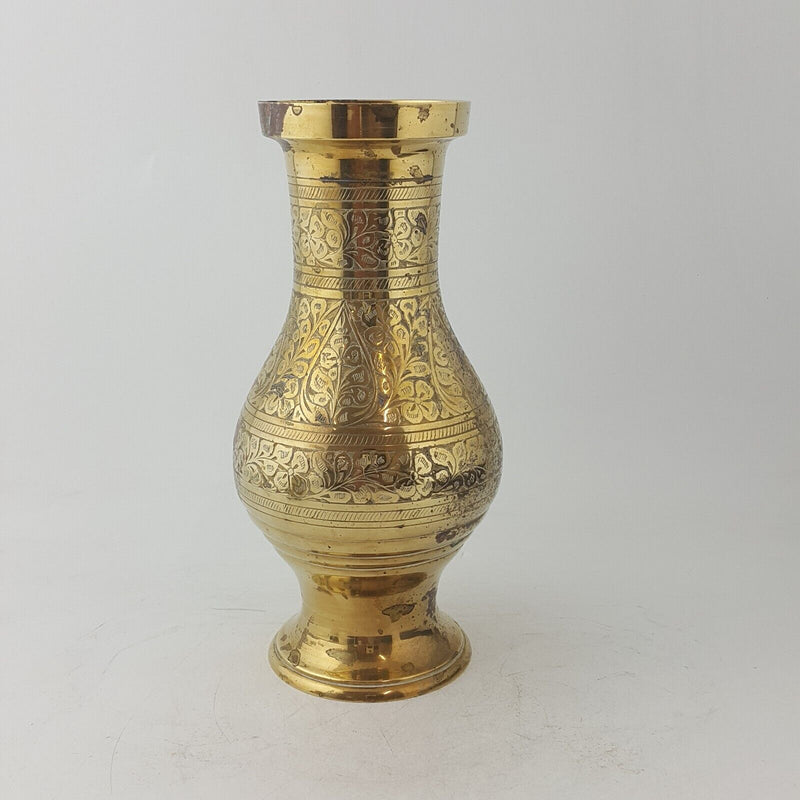 Antique Brass Floral Vase Made In India - 45TF