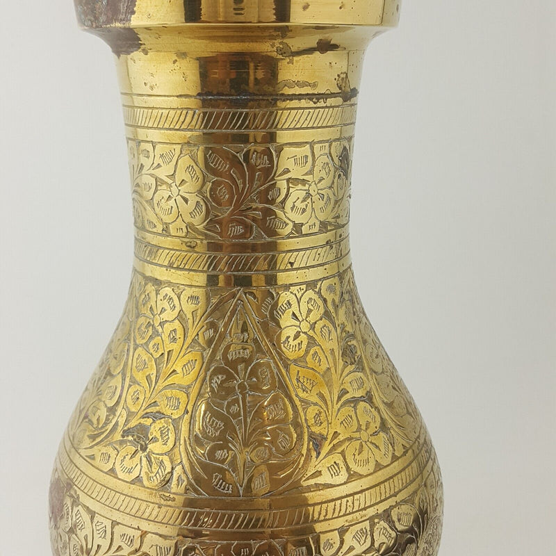 Antique Brass Floral Vase Made In India - 45TF