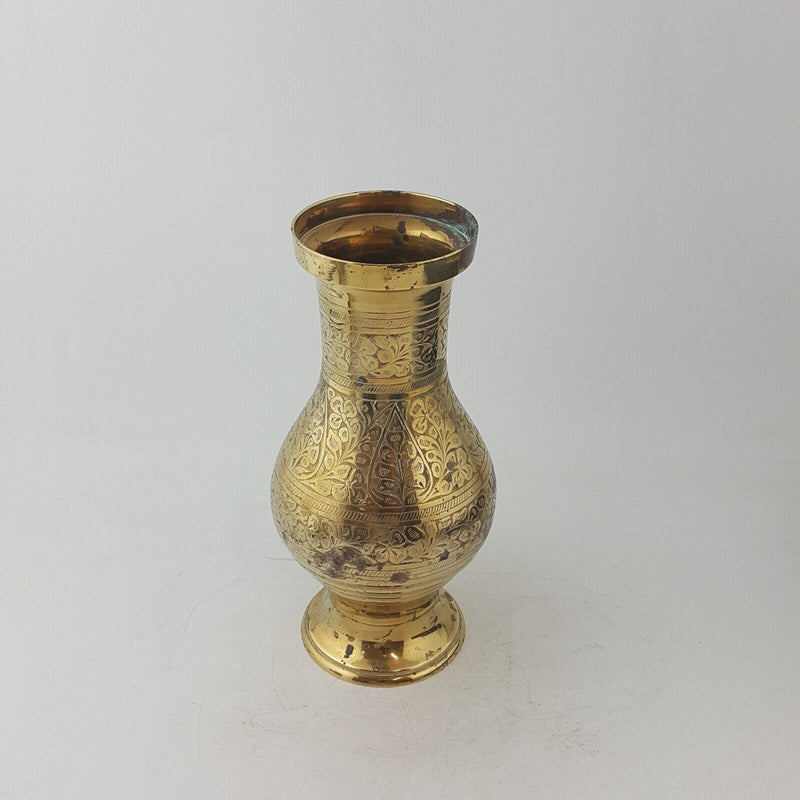 Antique Brass Floral Vase Made In India - 45TF