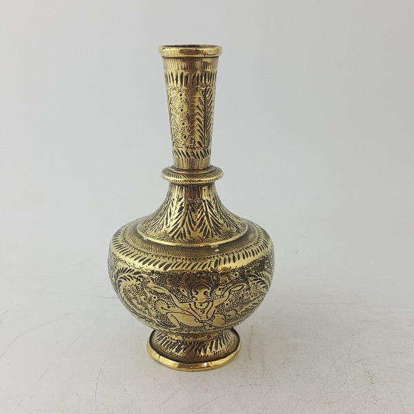 Antique Persain Brass Engraved Vase - 46TF