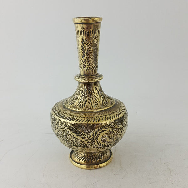 Antique Persain Brass Engraved Vase - 46TF