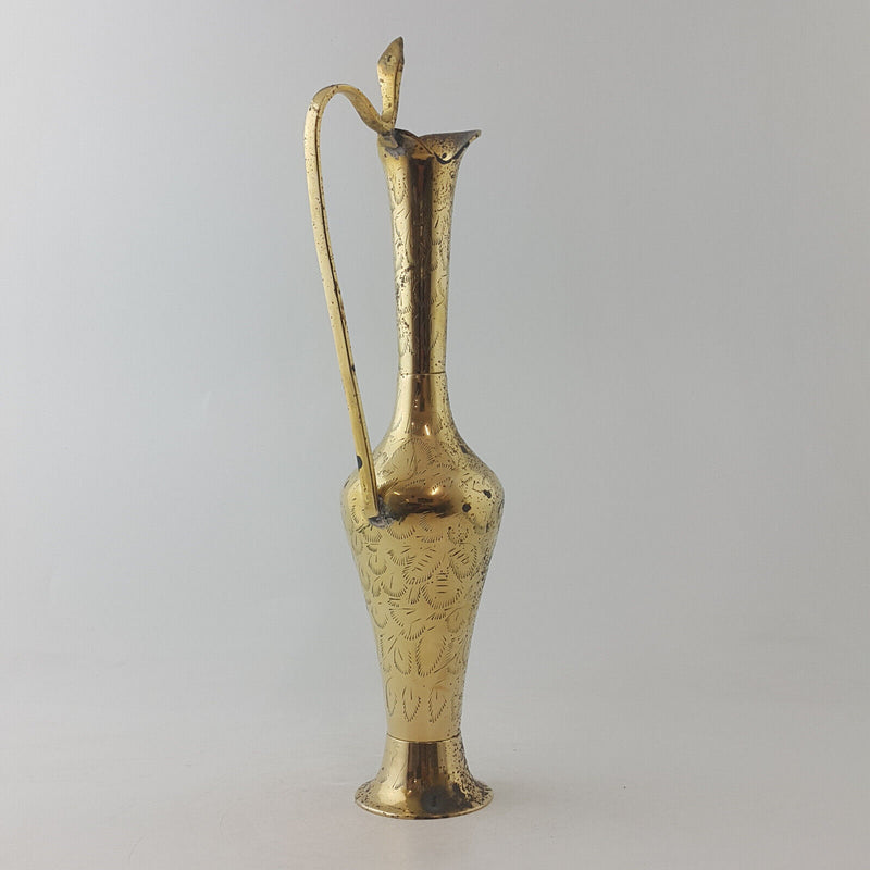 Antique Brass Made In India - Ornate Engraved Jug / Pitcher / Vase